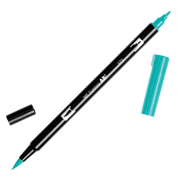 This is a dual-end marker pen with both fine point and brush-like tips. The marker is a turquoise color.