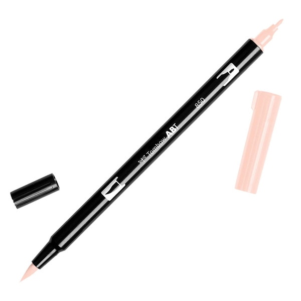 This is a dual-end black body marker pen with both fine point and brush-like tips. The marker is a light peach color.
