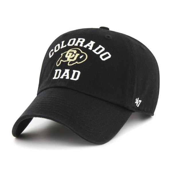 Black ’47 Brand hat with white embroidered “Colorado Dad” text and CU Buffalo logo on front