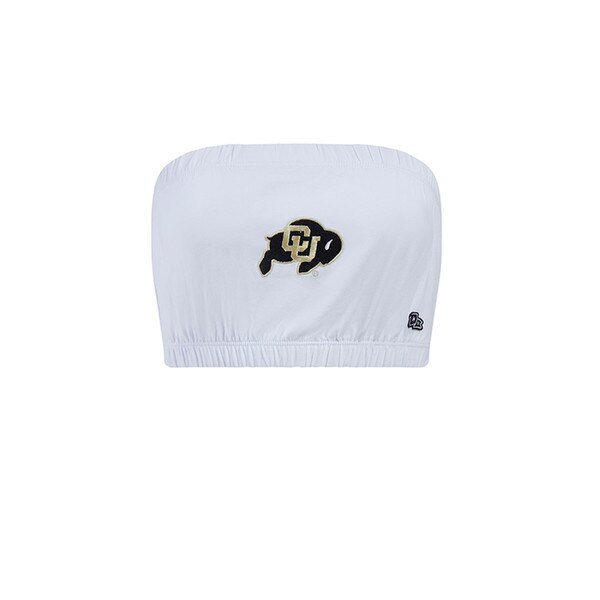 A white bandeau with and embroidered C-U Buffalo logo on the center front.