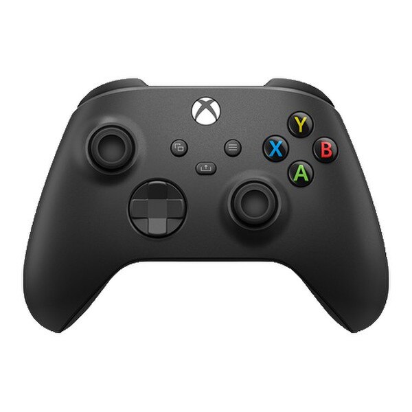 A black Xbox controller with joysticks, control buttons, and the Xbox logo at the top.