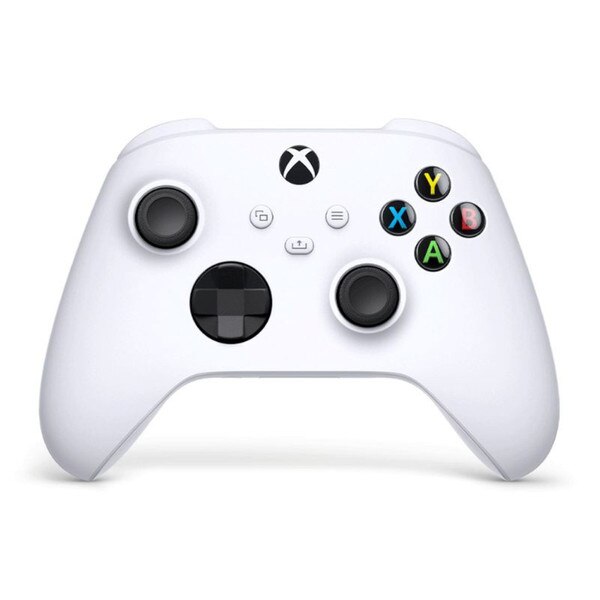 A white Xbox controller with joysticks, control buttons, and the Xbox logo at the top.