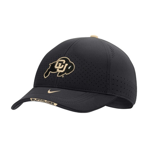 A black moisture-wicking Nike youth Hat. There is a Nike swoosh on the bill and a CU Buffalo logo on the front.