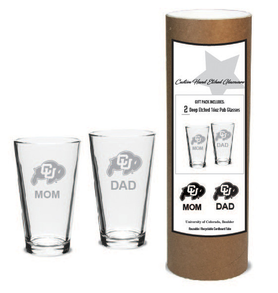 A 2-piece set with matching mom and dad pub classes featuring a C-U Buffalo logo on each.