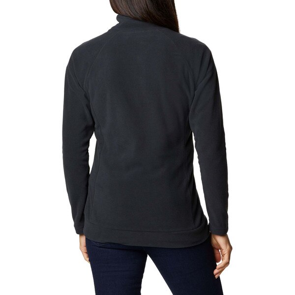 The back of the black fleece collared quarter zip columbia jacket.