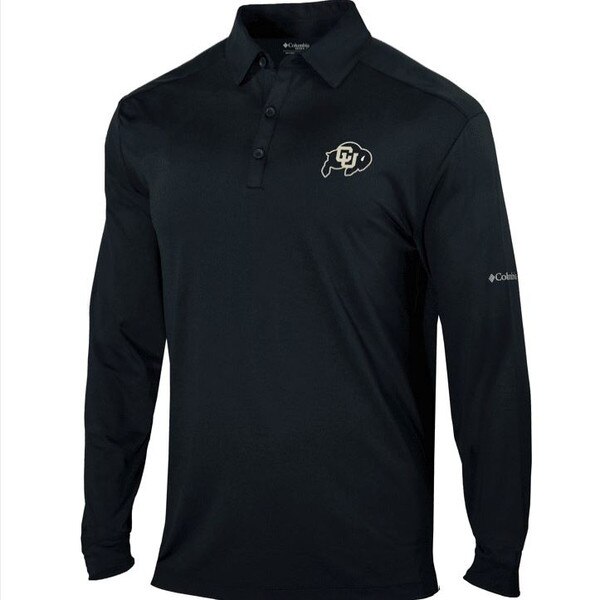 colombia-men's-black-quarter-button-up-colorado-buffaloes-collared-long-sleeve-polo