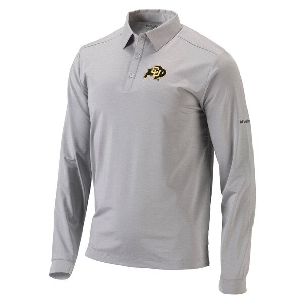 colombia-men's-grey-quarter-button-up-colorado-buffaloes-collared-long-sleeve-polo