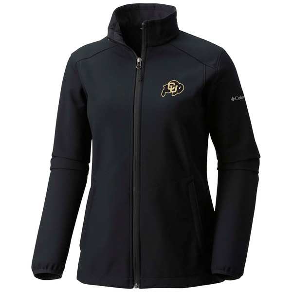 A black hoodless full-zip jacket with a CU Buffalo logo on the left chest, and two side pockets.
