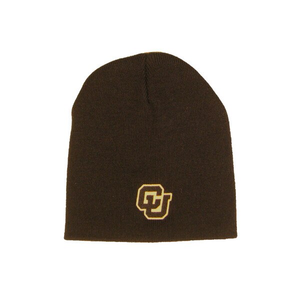 This is a plain, black, uncuffed hoodie with a gold and black interlocking CU logo on the front.