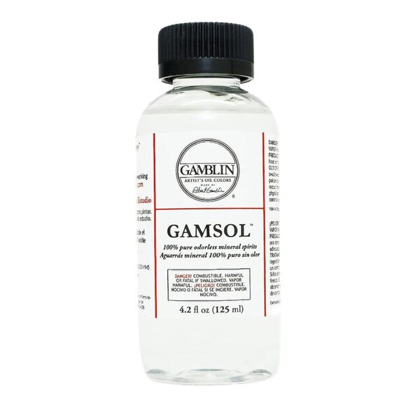 A four point two fluid ounce bottle of gamsol that thinks oil and other painting mediums.