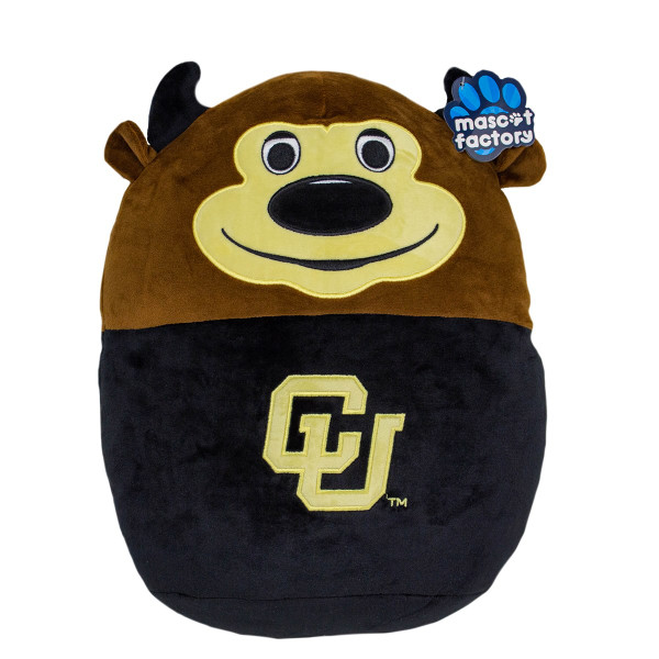 brown and black colorado buffaloes squishy pillow with vegas gold accents