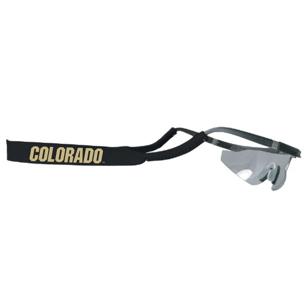 A black glasses strap with "Colorado" printed in Vegas gold.
