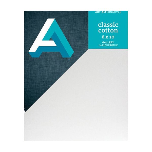 Art Alternatives classic cotton 8x10 gallery profile canvas with teal and navy label design.