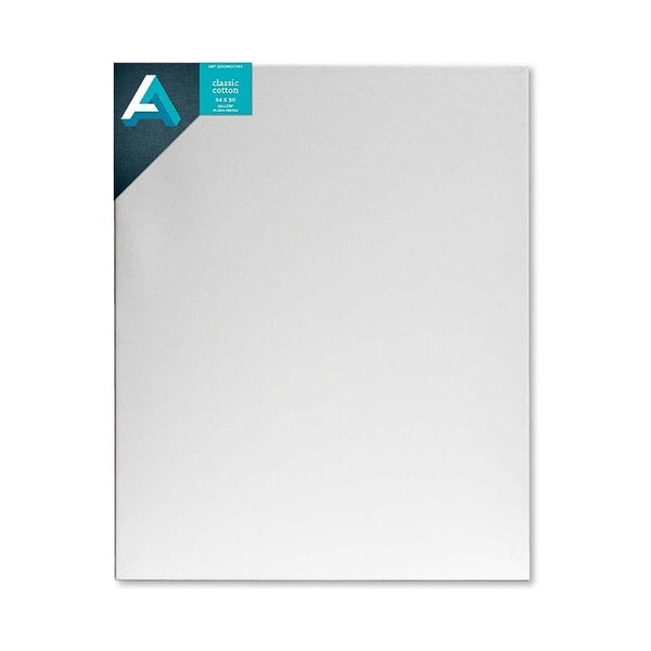 A white, twenty-four by thirty inch cotton canvas.