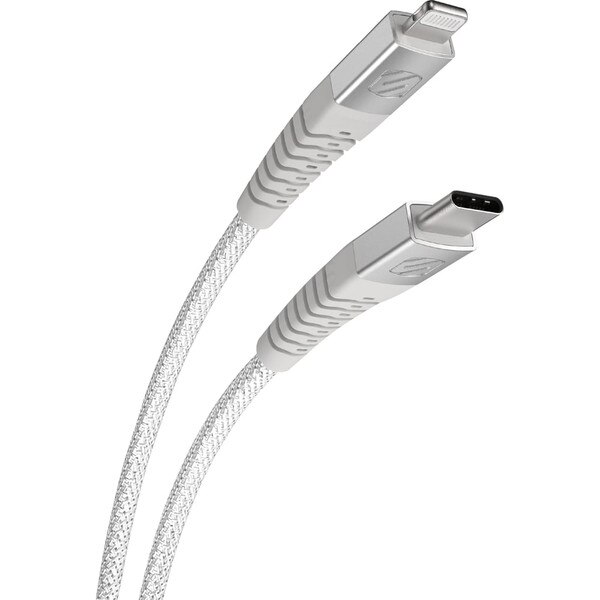 A white USB-C to lightning cable.