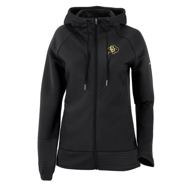 Black ribbed Columbia full-zip jacket with CU Buffalo logo on left chest.