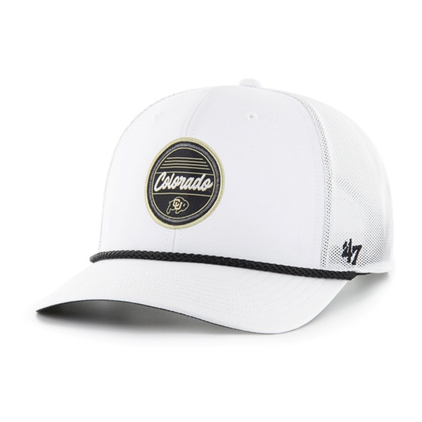 White '47 Brand Colorado trucker hat with black rope detail and circular CU Buffs patch