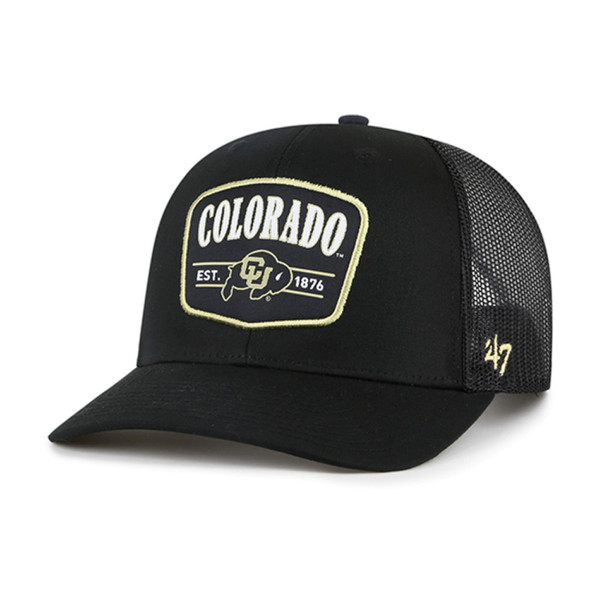 A black '47 brand trucker hat with a front patch that reads "Colorado EST. 1876" and features the CU Buffalo logo.