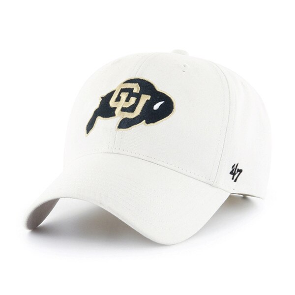 A white hat with an embroidered C-U buffalo logo on the front.