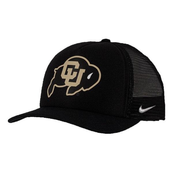A black front foam trucker hat with Vegas Gold accents and a Vegas Gold C-U Buffalo logo.