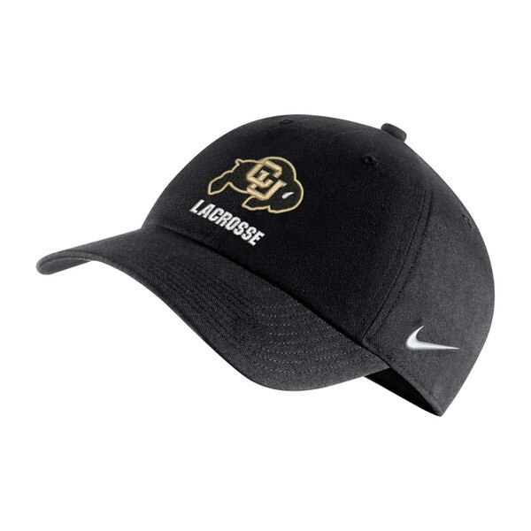 Front view of black Nike hat with CU Buffaloes logo and Lacrosse text