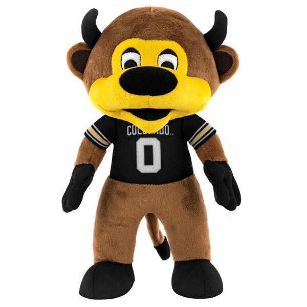 A standing stuffed animal of our mascot buffalo with his iconic number zero Colorado Jersey.