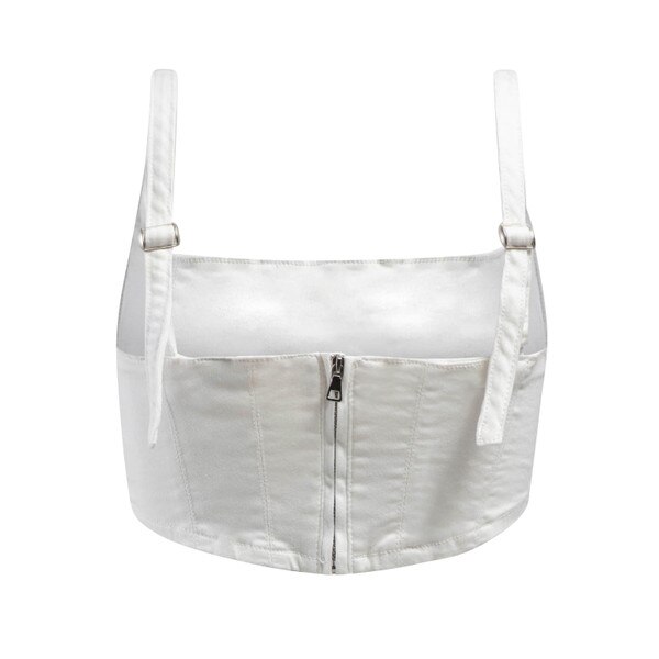 A zippered backing with adjustable shoulder straps.