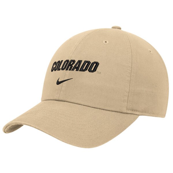Khaki Nike Colorado hat with embroidered black lettering and swoosh logo on front