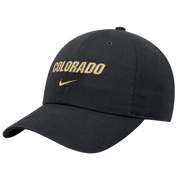A black Nike hat that says "Colorado" in Vegas gold bold print above the Nike logo, also in gold.