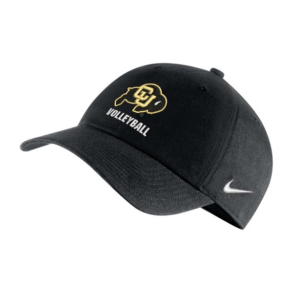 Front view of black Nike hat with CU Buffaloes logo and Volleyball text