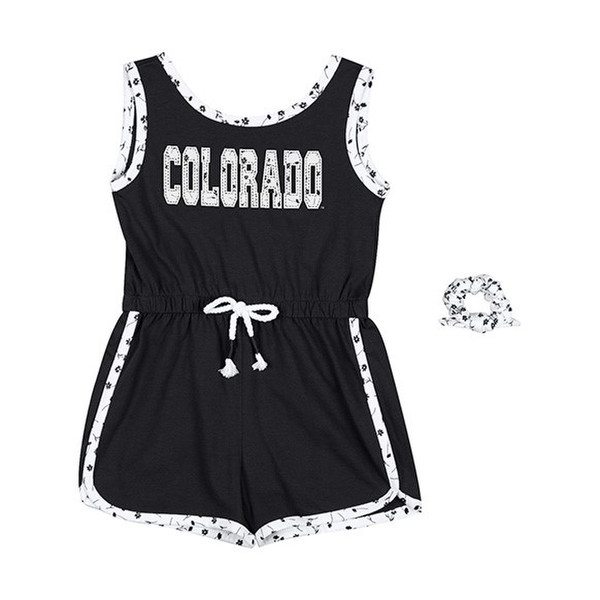 toddler-black-colorado-romper-with-a-drawstring-waist-and-white-floral-print-accents-and-a-matching-scrunchie