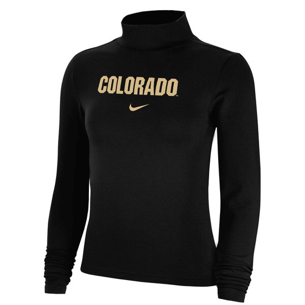 A black mock neck long sleeve top, featuring Vegas Gold Colorado lettering and a Nike Swoosh logo beneath it.