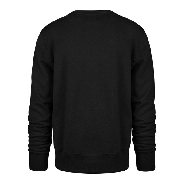 A plain black crewneck backing.