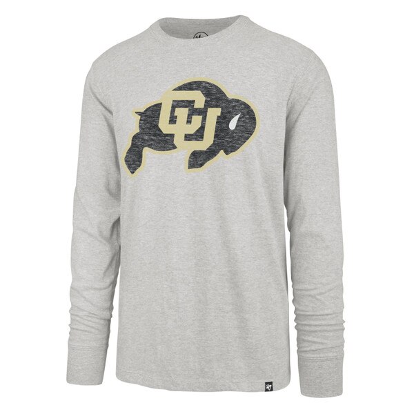 All gray frontside of a '47 Brand long sleeve t-shirt with CU Buffalo logo.