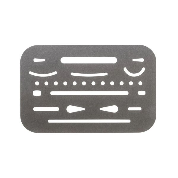 This is a 26 opening stainless steel erasing shield. It's thin and flexible.