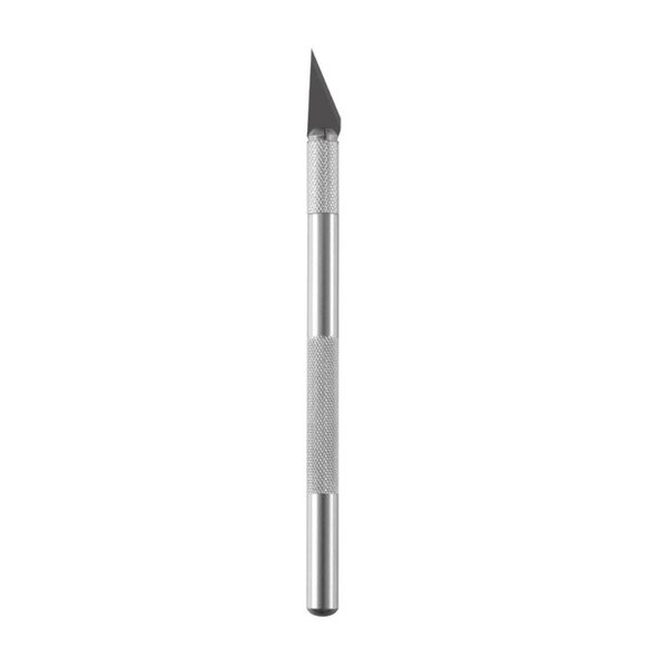 This is a silver art knife that comes with a clear guard for protection.