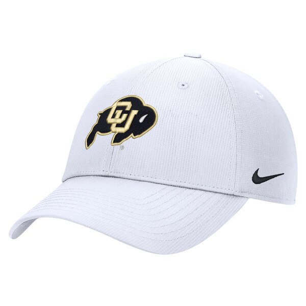 A white structured nike cap with a c-u buffalo logo on the front.