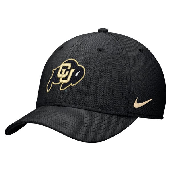 A side view of the black showing the nike swoosh logo.