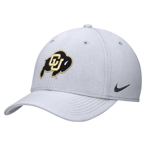 A side view of the white showing the nike swoosh logo.