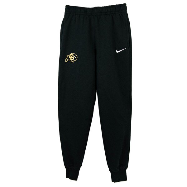 Black youth joggers with the CU Buffalo logo printed on the right leg, and the Nike Swoosh embroidered on the left leg in white.