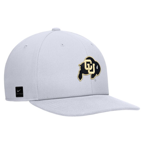 A white structured Nike cap with a c-u buffalo logo on the front.