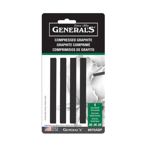 A container with four pieces of compressed graphite.