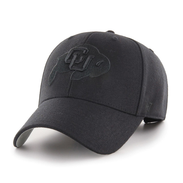 This is a black structured Velcro adjustable hat. There is a CU Buffalo Logo on the front in all black as well.