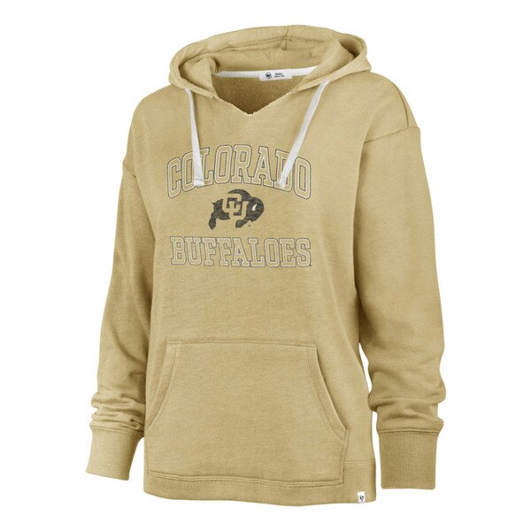 A Vegas gold sweatshirt that says Colorado in black, white, and gold above the CU Buffalo logo in black above Buffaloes in black, white, and gold.