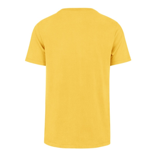 Back view of a plain gold t-shirt with no visible graphics or text