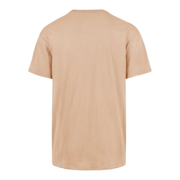 Back view of a tan short-sleeve t-shirt with a plain design and no graphics or text.