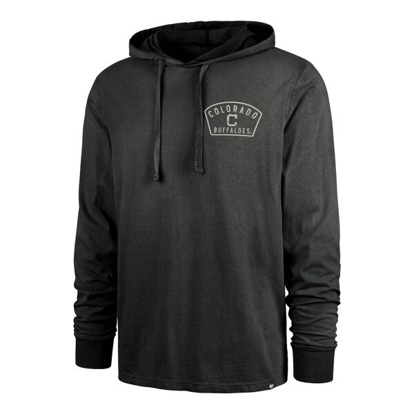 Black lightweight hoodie with a drawstring hood and small left chest graphic that reads “Colorado Buffaloes” with a large “C” in the center.