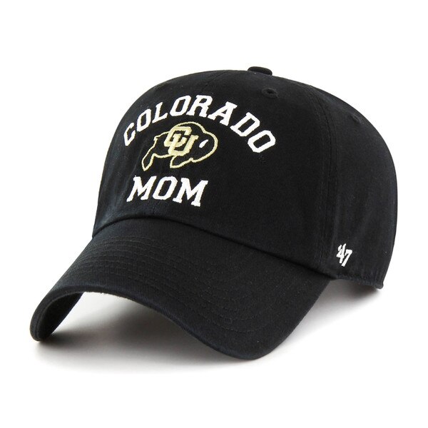 Black hat with white embroidered "Colorado Mom" text and CU Buffalo logo on the front