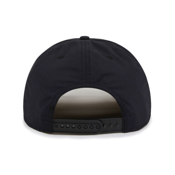 Black backside of unisex '47 Brand campscape rope hat with adjustable snapback.