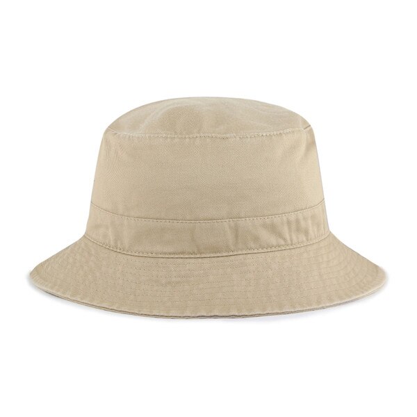 Back view of a khaki bucket hat with a clean, minimalist design and no visible logos or embellishments.